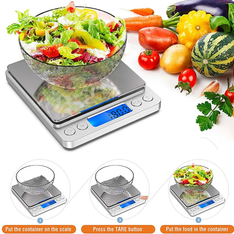 

500/0.01g 1/2/3kg/0.1g LCD Portable Mini Electronic Digital Scales Pocket Case Kitchen Tool Jewelry Weight Balance Scale