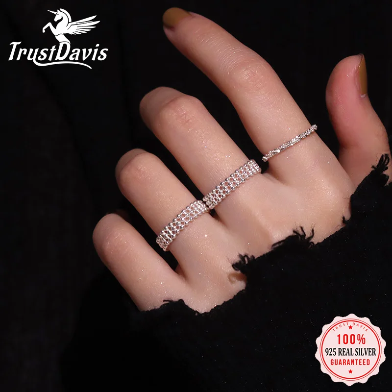

Trustdavis Real 925 Sterling Silver Smooth Surface 3 Layer Beads Cocktail Ring For Women Girls Kids Xmas Jewelry Gift DA2419