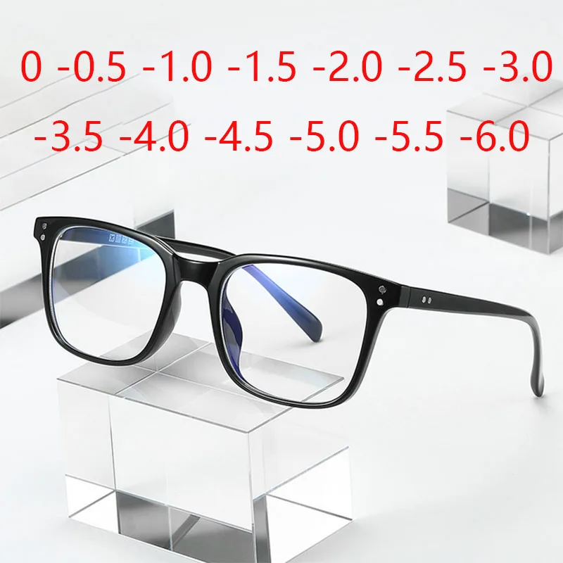 

Rivet Student Square Myopic Glasses Women Men TR90 Retro Minus Lens Prescription Spectacle Diopter 0 -0.5 -0.75 -1.0 To -6.0