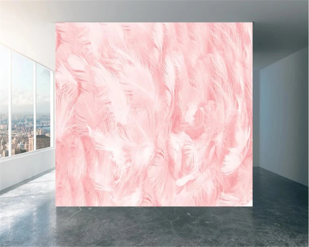 Фотообои beibehang скандинавский минималистичный абстрактный фон с розовыми перьями