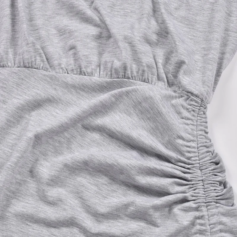 

Women's Pure Color Casual Square Collar Drawstring Sleeveless Dress Gray