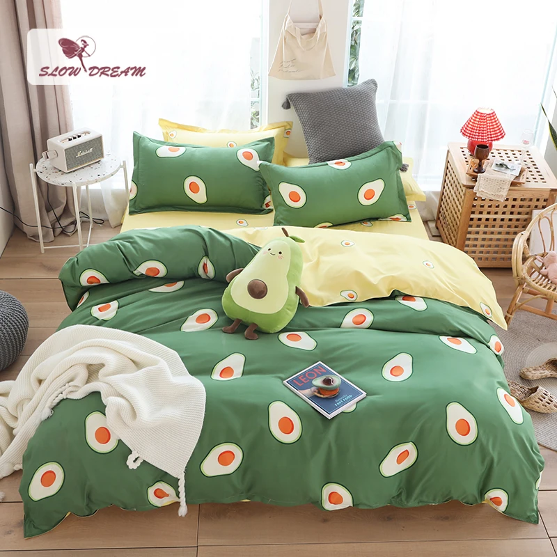 SlowDream зеленый пододеяльник желтый плоский лист 3/4 шт. покрывало Стёганое одеяло