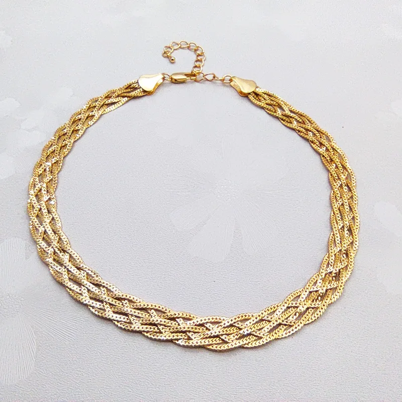 

Woven necklace female European and American ins hip hop necklace niche necklace simple clavicle chain sweater chain Cuban chain