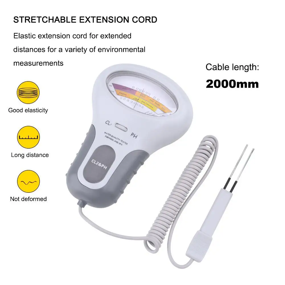 2 в 1 PH ChlorineTester аксессуары для бассейна (Портативный цифровой рН Cl2 электро-тестер