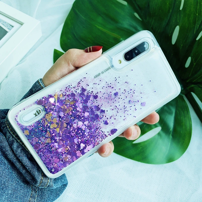 Для Xiaomi Mi 9T A1 A2 A3 Redmi Note 9 9s 9A 9C 6 7 7A 8 8T 8A Pro Max Блестящий жидкий зыбучий песок сердце