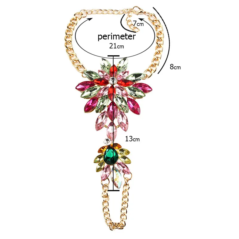 Богемный Роскошный Кристалл Стразы драгоценный камень цветок подвеска браслет