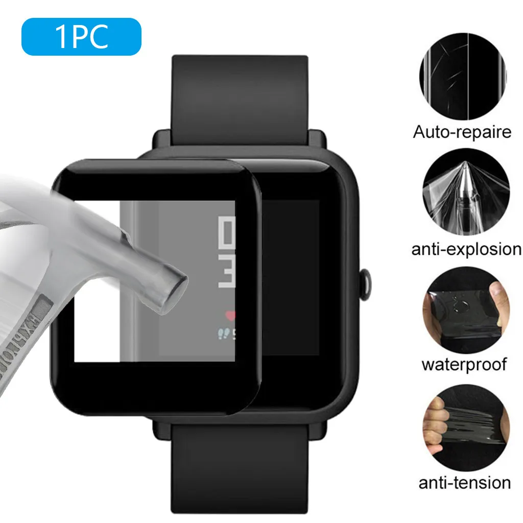 Защитная пленка для AMAZFIT bip Smart Watch закаленное мягкое черное стекло ПЭТ экрана
