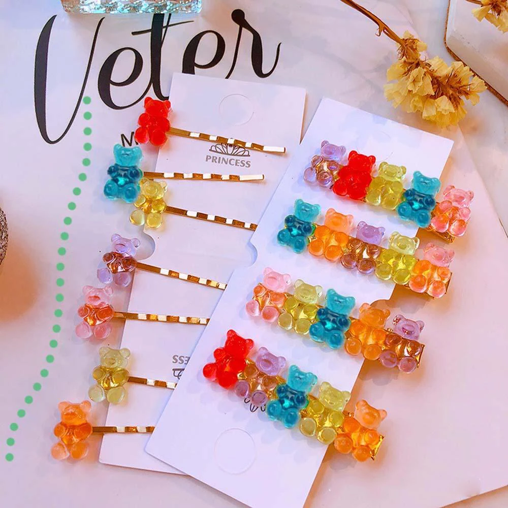 Handmade Macarons Cute Judy Transparent Cartoon Bear Hairpins Daily Barrette Jewelry Party Gift for Women&ampGirl Children | Красота и