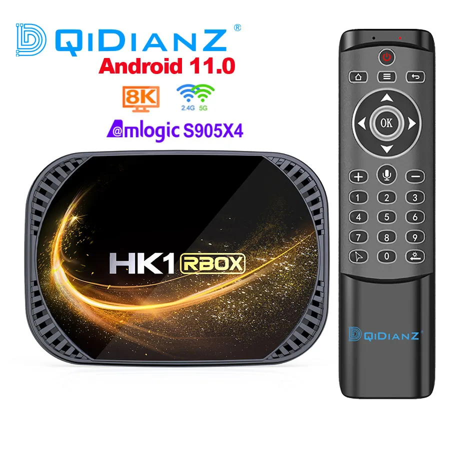 Умный ТВ БОКС 100M HK1 RBOX X4S Android 11 TV Box Умная телевизионная приставка Amlogic S905X4 4K 4 Гб RAM