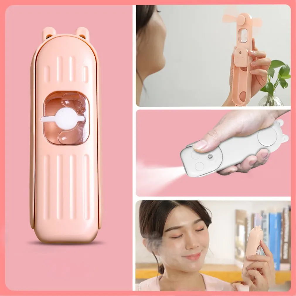 

Humidifier Facial Steamer Mister Face Spray Foldable Mute Cooling Mist Fan Facial Mist Sprayer Power Bank Portable USB Recharge