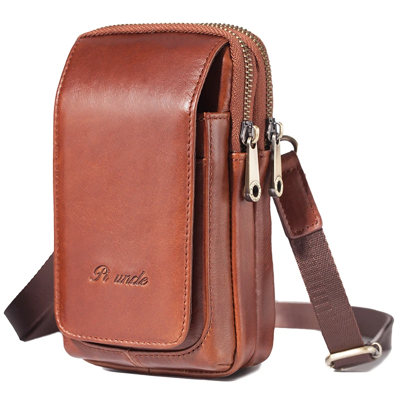 

New Men's Belt Waist Bag Multifunctional Mobile Phone Small Pack Man Genuine Leather Crossbody Messenger Bag Casual Bag