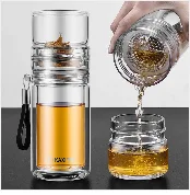 Curge Стекло Чай Кубок кружки с крышкой Чай Infuser стеклянный, с двойными стенками чашка для Кофе бутылка-термос для стакан для воды Стекло бутылка для воды
