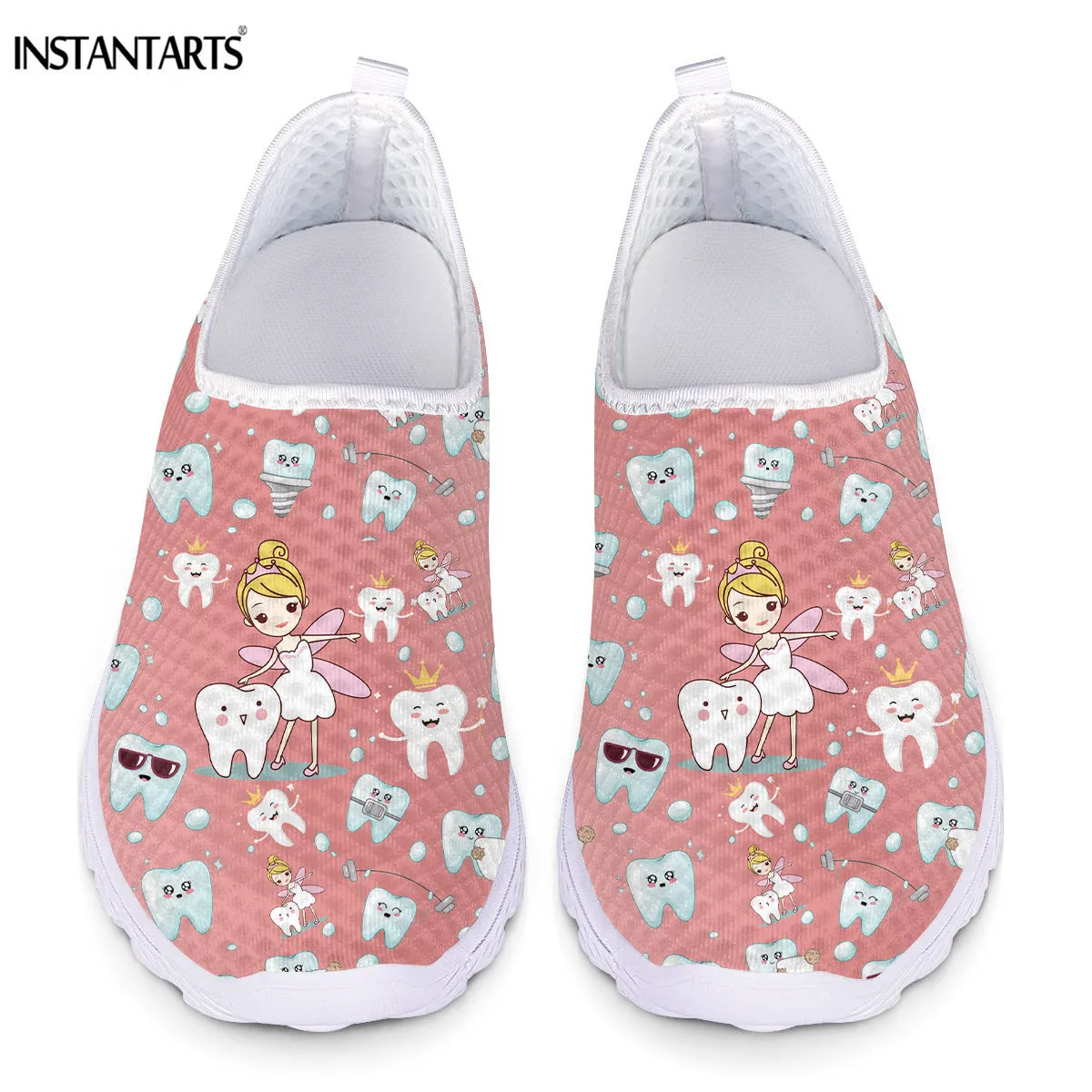 INSTANTARTS Lovely Teeth Fairy Print Women's Shoes Slip On Mesh Sneaker Summer Casual Comfortable Work Female Footwear | Обувь