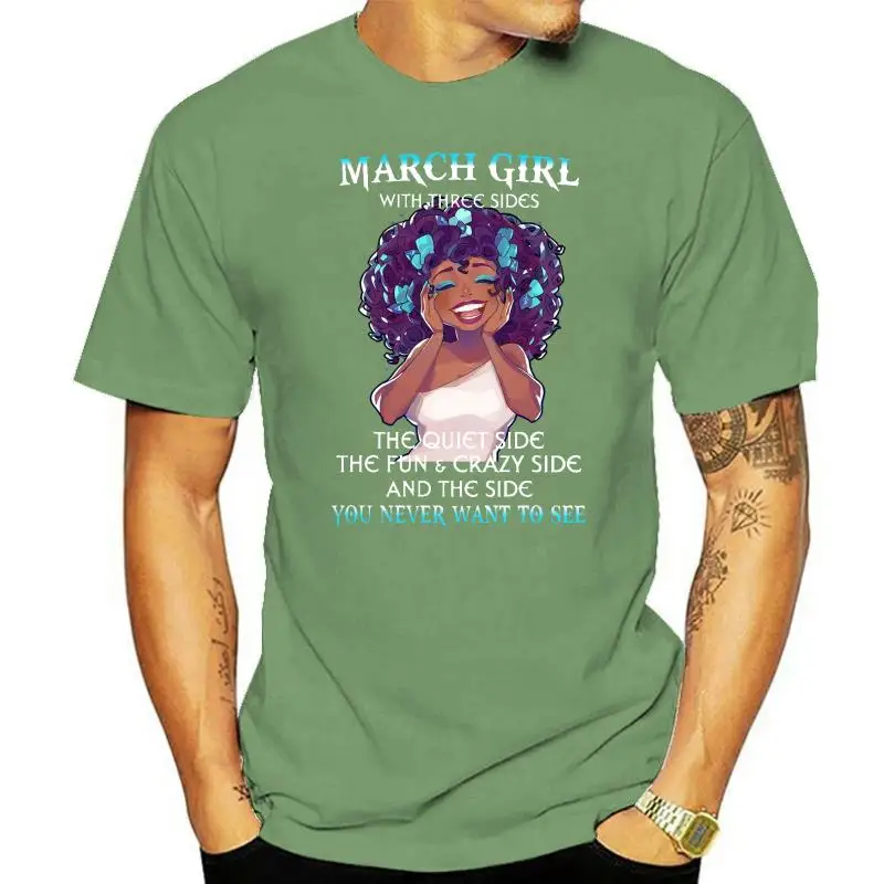 

Мужская футболка March Girl с тремя сторонами черная женская версия футболка для женщин