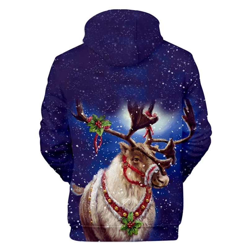 

Merry Christmas Santa Claus Deer Printing Autumn Sweatshirt Casual Hip Hop Hoodies Fancy Adult Hooded Top 2XS-4XL