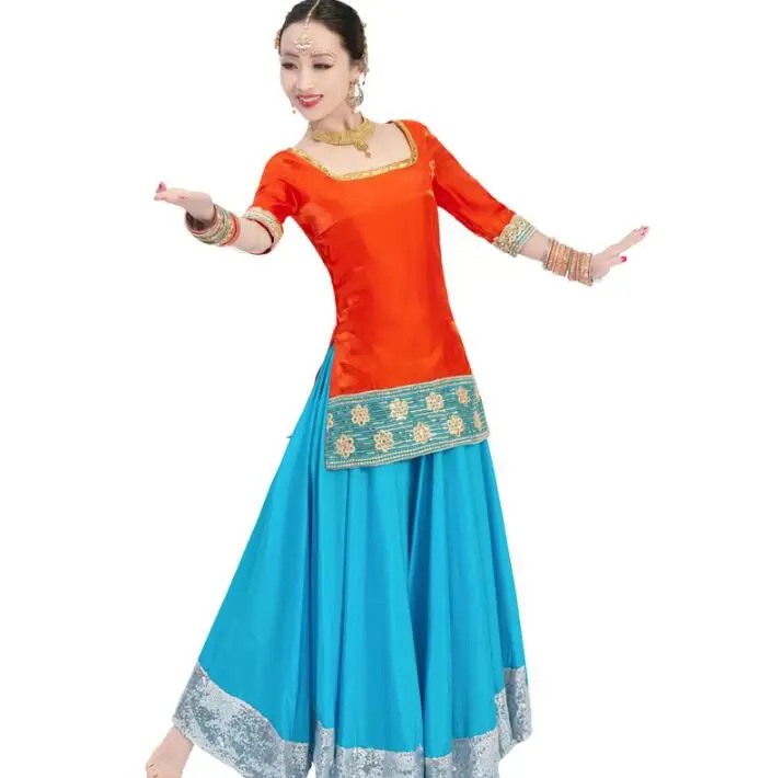 Женское платье из хлопка и сари в индийском стиле для танцевальных представлений