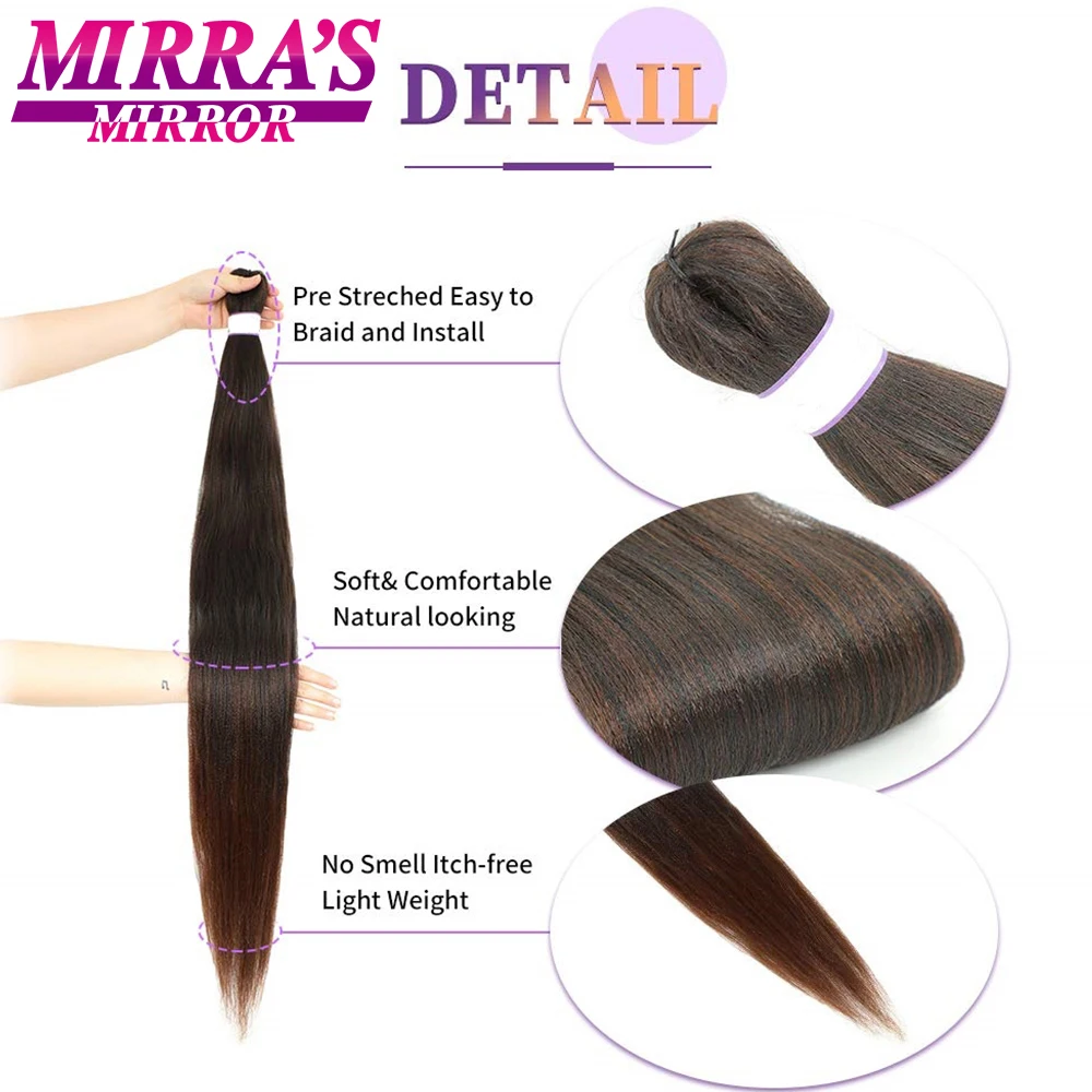 Прямые Синтетические косички Yaki Длинные прямые Джамбо 12/16/20/26/30/36/42/48 дюймов |