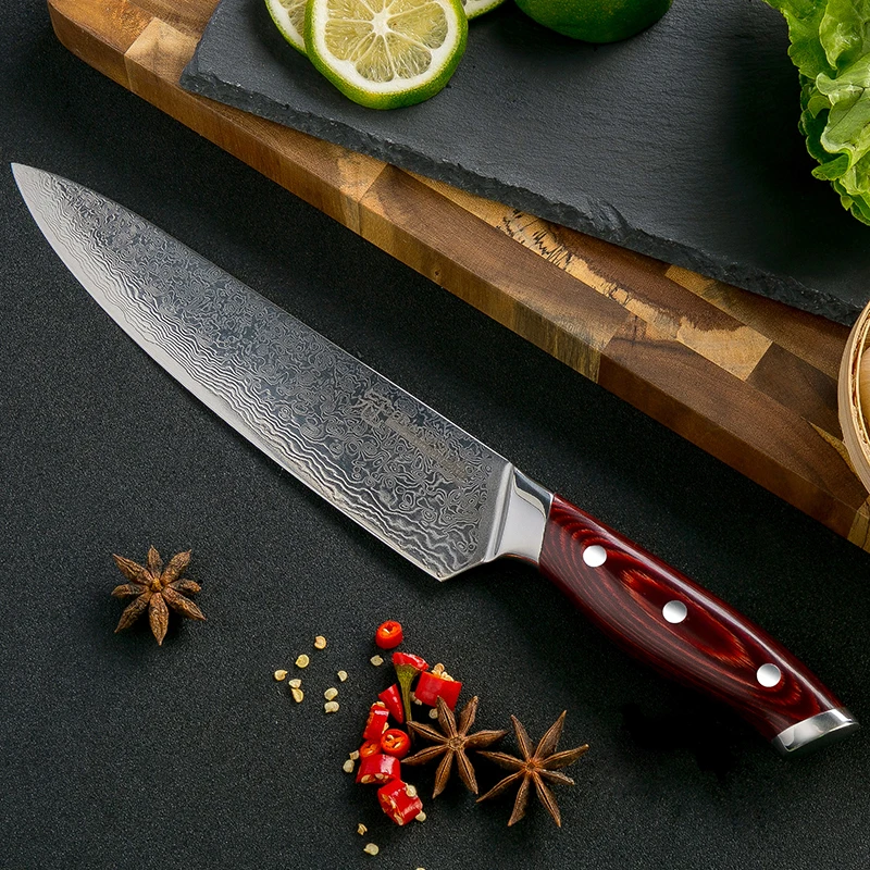 Grandsharp 67 слоев японский дамасский нож шеф-повара 8 дюймов VG-10 лезвие кухонный Pakka