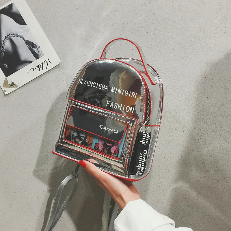 

Kawaii bag mini mochila holográfica prateada estilo preppy escola brilhante viagem estudante mochilas de couro femininas fofas