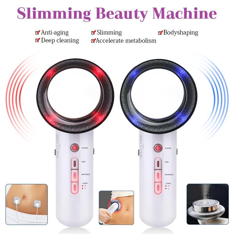 

3 in 1 EMS Body Lipolysis Slimming Massage Device Facial Ultrasound Cavitation Weight Loss Fat Burner Galvanic Infrared Therapy