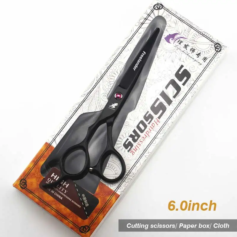 6.0Black Cutting 5,5/6,0 дюймов серебряные японские ножницы для волос дешевые Парикмахерские ножницы Ножницы Парикмахерская бритва стрижка левосторонние ножницы - Цвет: 6.0Black Cutting