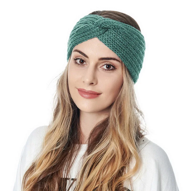 New Knitted Knot Cross Headband For Women Autumn Winter Girls Hair Accessories Headwear Elastic Band Solid | Спорт и развлечения