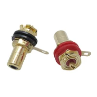 a pair banana connector full gold plated copper rca socket terminal for av audio amplifier lotus socket extended version