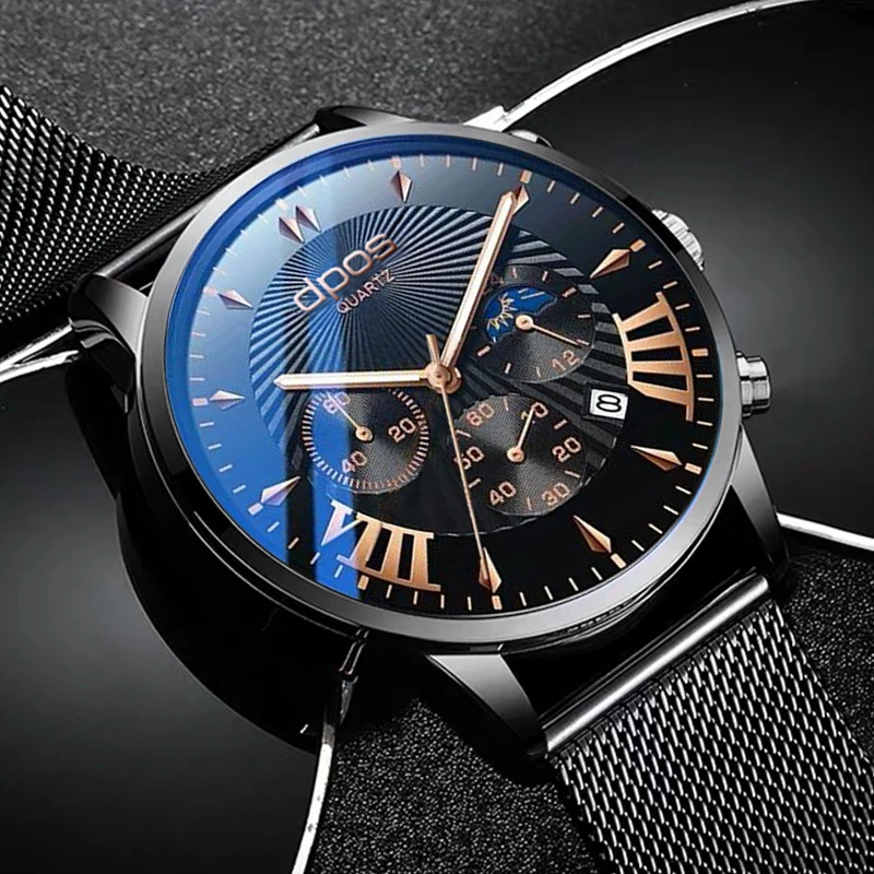 Мужские кварцевые часы минималистичные водонепроницаемые наручные с кожаным