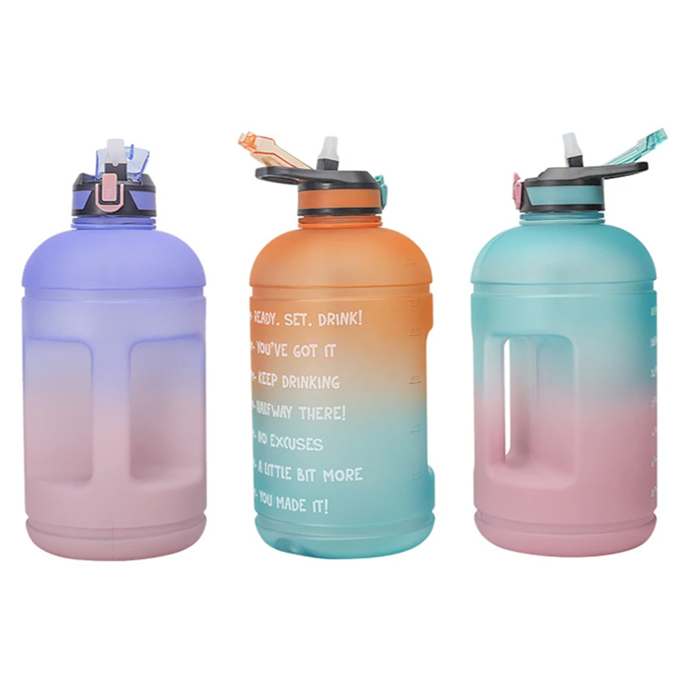 

1 Gallon Motivational For Fitness With Straw Camping Gym Portable Jug Large Capacity Time Marker Sports Water Bottle Outdoor New
