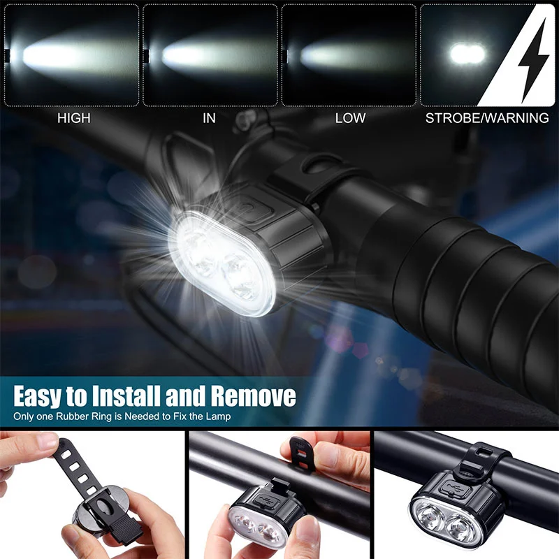 2021 LED Bicycle Lights Set USB Rearchargeable Bike Front Rear Light MTB 4 Modes Headlight + 6 Taillight Cycling | Спорт и
