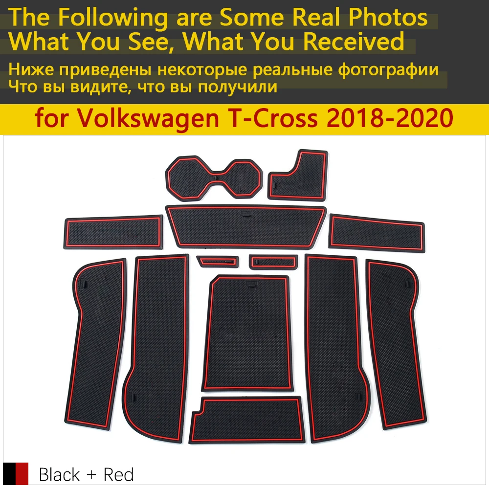 Противоскользящий резиновый коврик для чашки дверной паз Volkswagen VW T Cross 2018 2019 2020