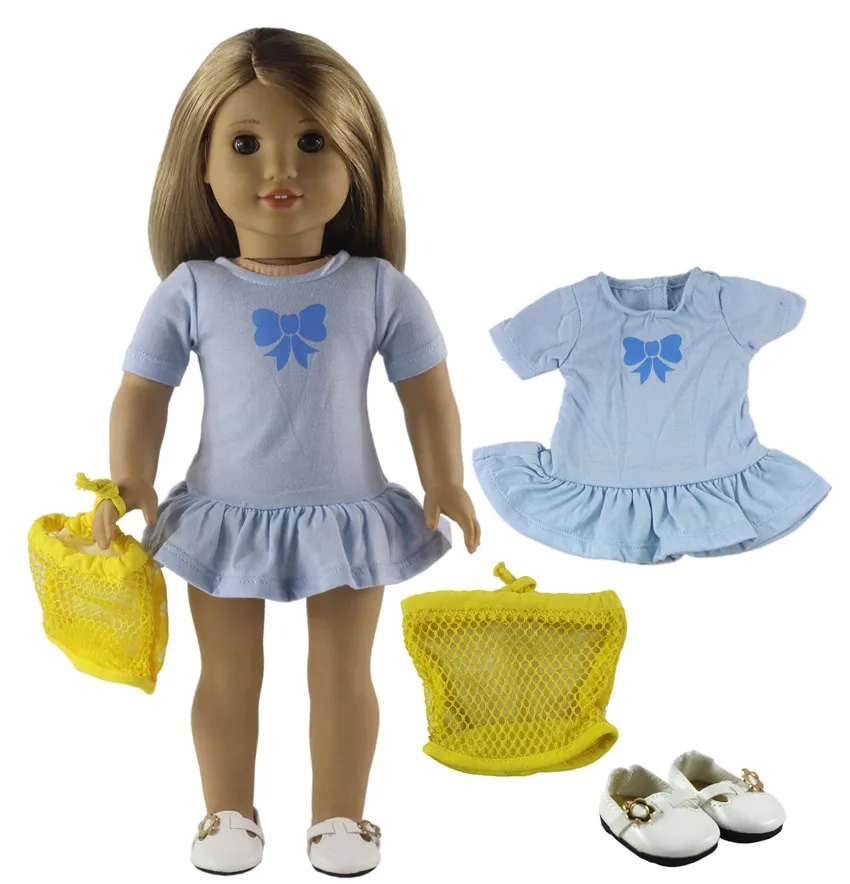 Новая кукольная одежда из 4 предметов + 1 сумка пара туфель для 18 дюймовой американской кукольной куклы