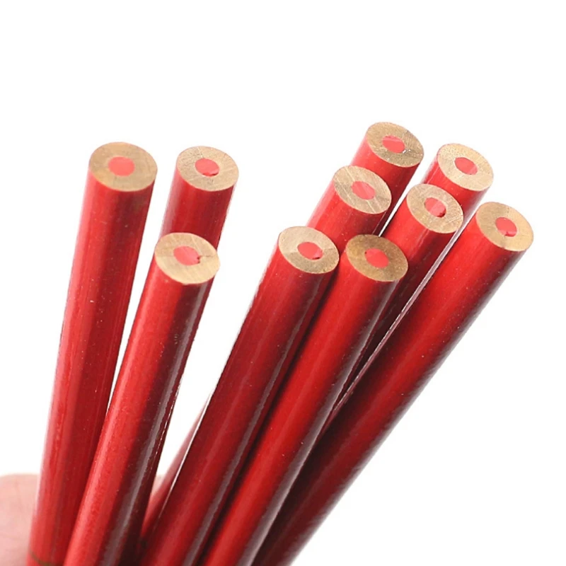 

2021 New 10Pcs/Set Blue And Red Wire Round Carpenters Pencils For Woodworking Core