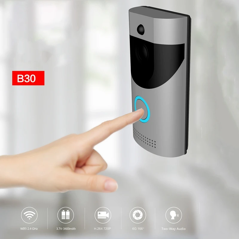 

Smart Doorbell 2.4G Wireless Video Doorbell 720P HD Night Vision Doorbell Remote Intercom, Monitoring Alarm 1.2 MP