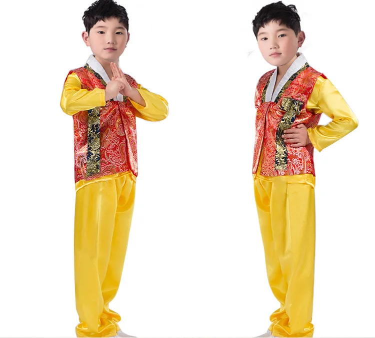 Традиционная корейская одежда Hanbok для мальчиков детский топ с вышивкой