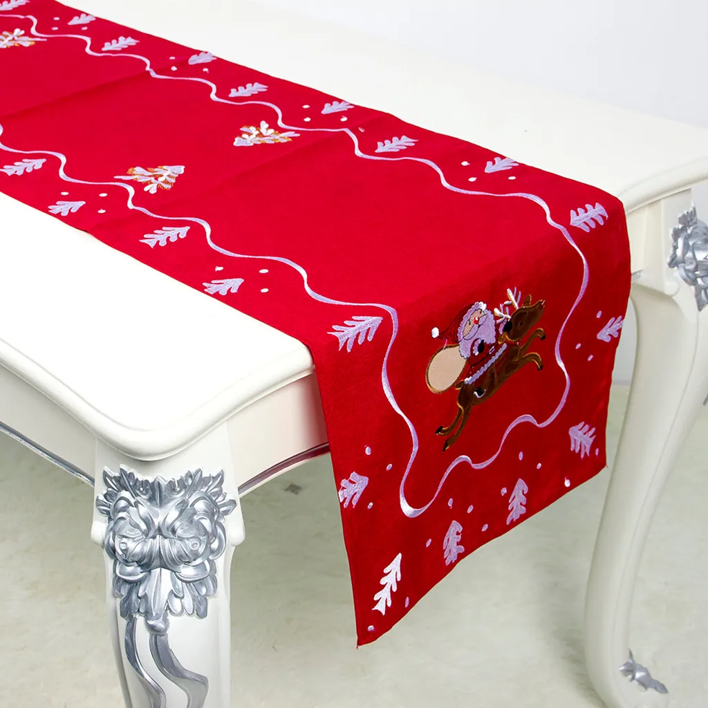 Рождественские украшения искусства ткани вышивка Санта Клаус стол украшение