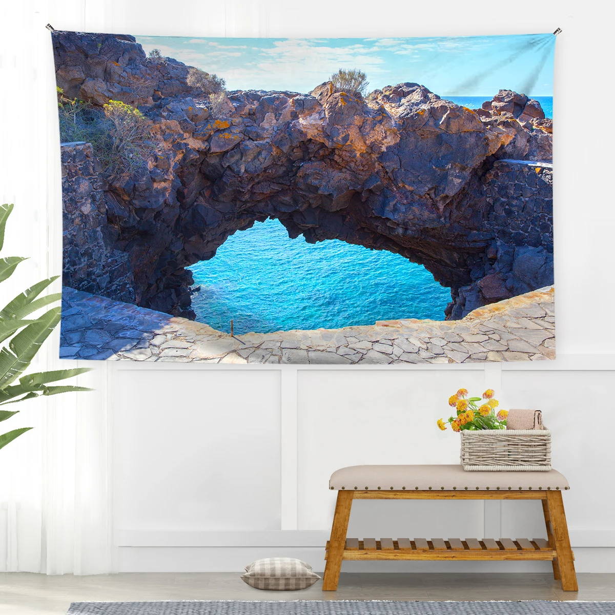 Гобелен с принтом горы рисунком леса дерева заката природы гобелен пейзажем