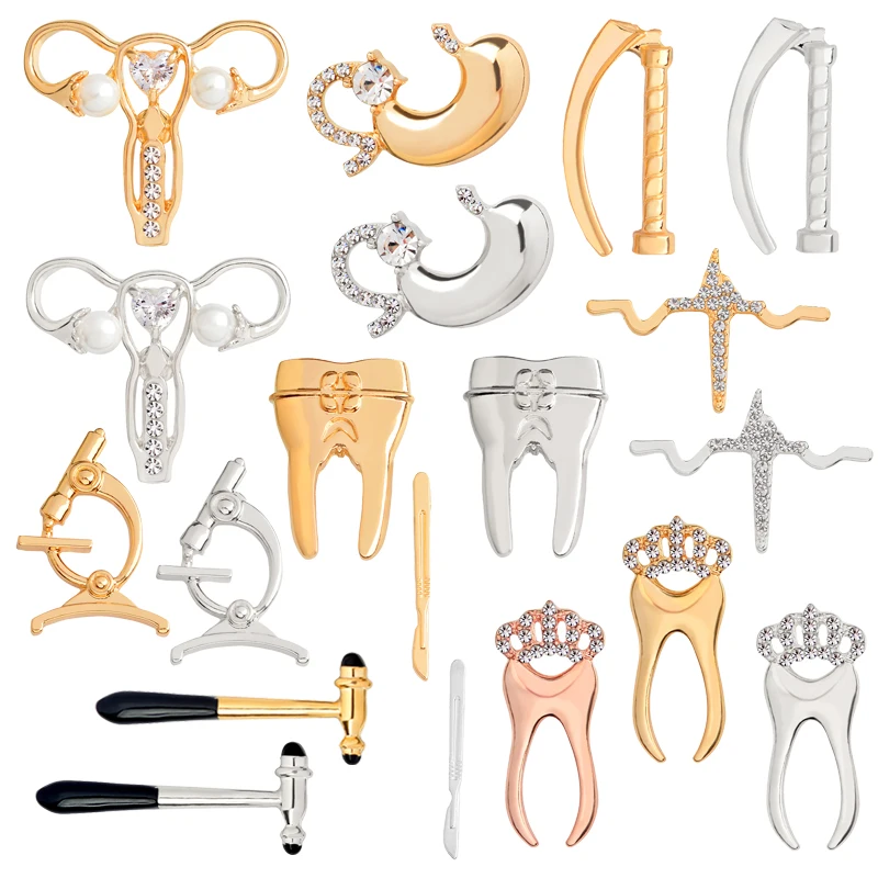 Медицинские булавки для лацканов матки живота короны зуба скальпель броши