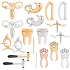 Медицинские булавки для лацканов для матки, живота, короны, зуба, скальпель, броши для микроскопа, зеленые булавки, ювелирные изделия, подарки для друзей