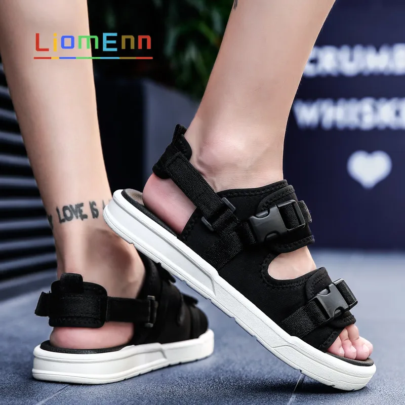 

Unisex Summer Sandals Women Shoes Men Flat Sport Black Beach Platform Sandals Buckle Slippers zapatos mujer Plus Size 36-44