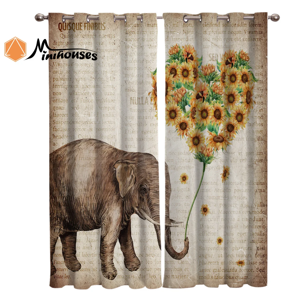 Подсолнухи и слонов сердце шторы с подсолнухами окна Гостиная Кухня комнатного