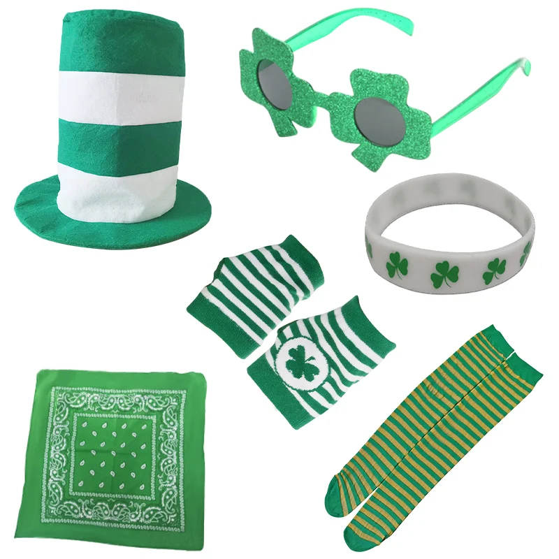 

St. Patrick's Day Irish Hat Glasses Bracelets Gloves Socks And Square Six Carnival Party Accessories Cosplay Props