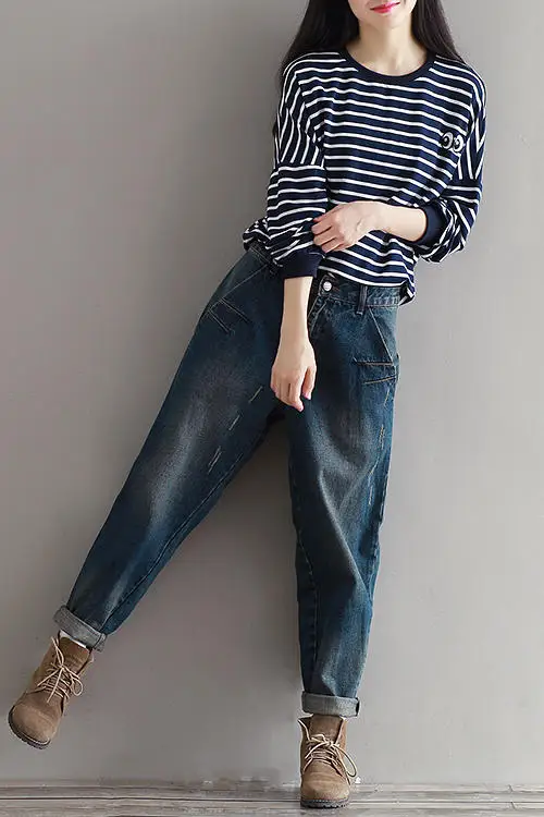 

Streetwear Denim Trousers Harem-Pants Loose High-Waist Spring Autumn Women