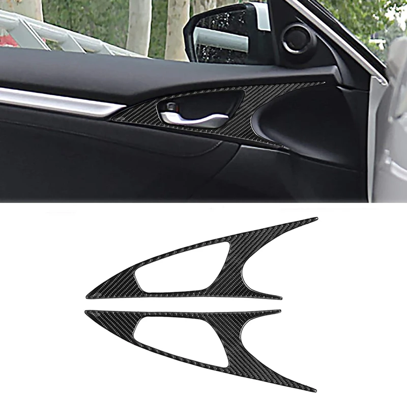 

Carbon Fiber Door Handle Bowl Cover Trim Interior Door Bowl Panel Door Decorations for 10Th Gen Honda Civic 2016-2020