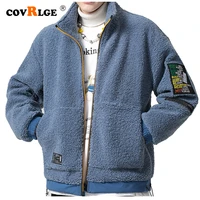 covrlge men zipper lambswool coat winter new youth trend all match jacket mens slim fashion warm jacket streetwear male mwm112