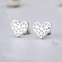fashion girls hollow out love heart stud earring 2021 korean simple gold plated earring charm women valentines day gift jewelry