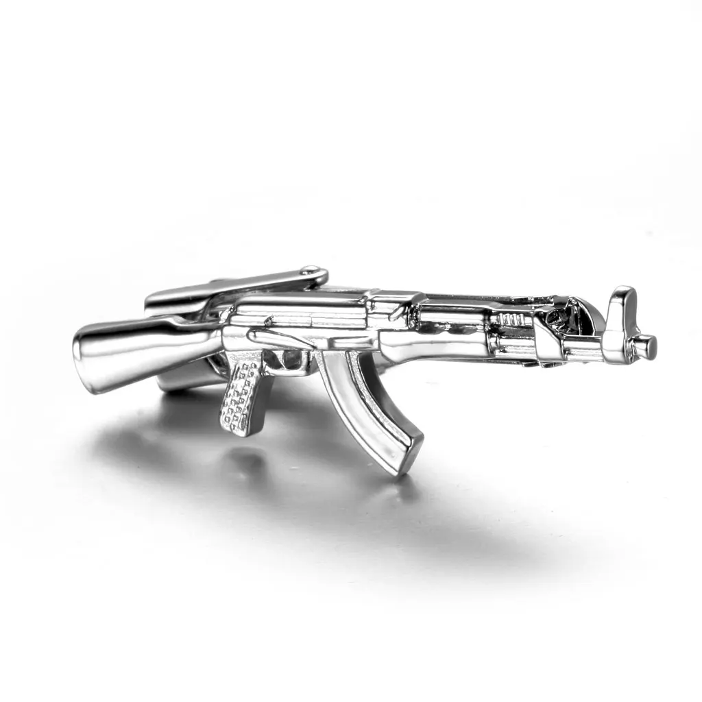 

Gentleman Silver Tone Novelty Gun Necktie Tie Bar Clasp Clip Clamp Pin