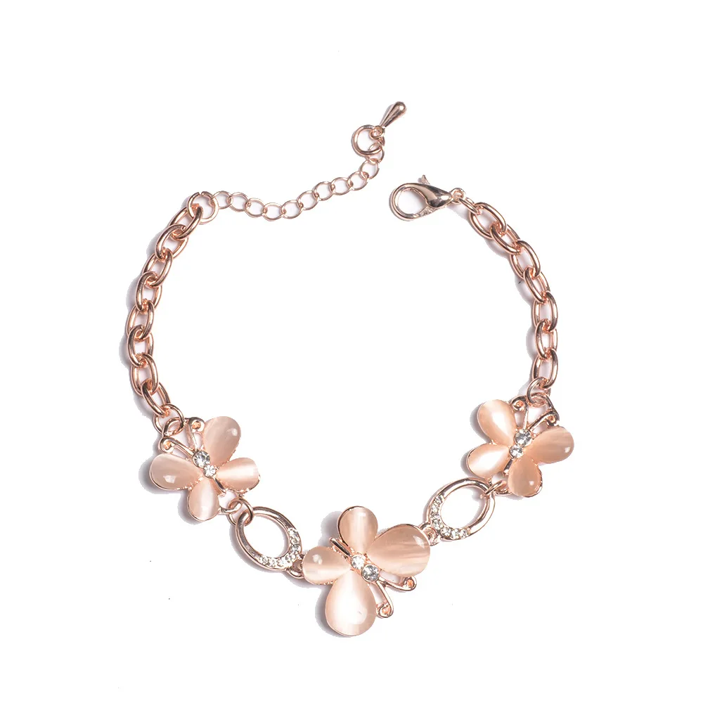 Новые ювелирные изделия из шампанского золота простой браслет цветок бабочка