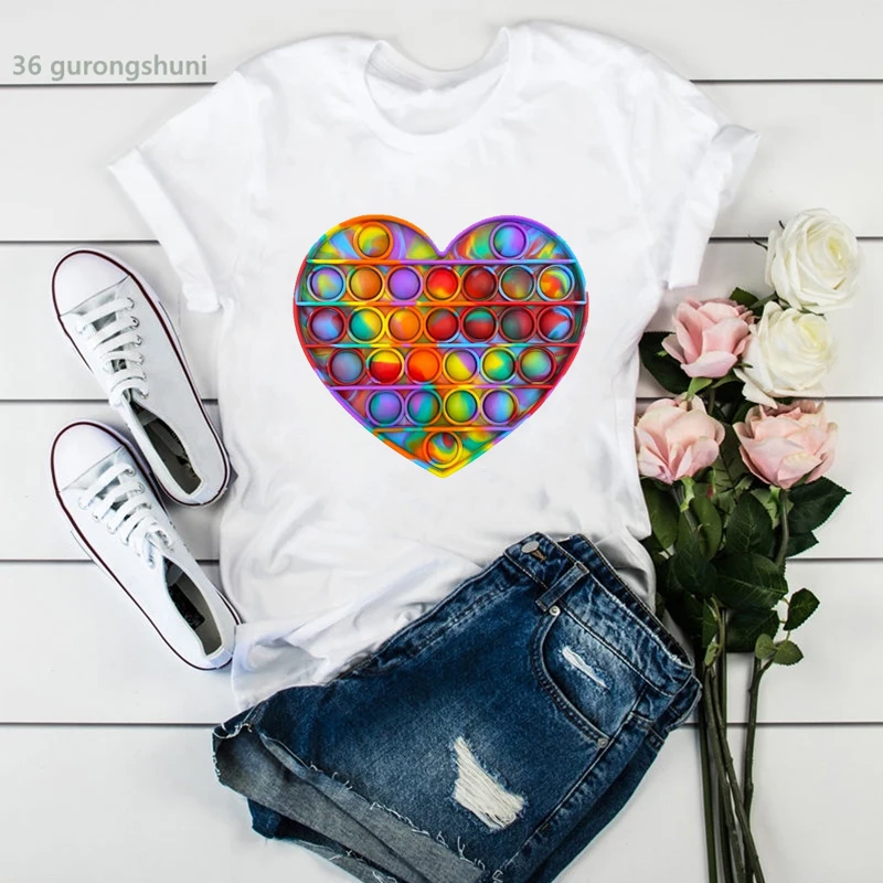 Лидер продаж 2021 Веселая Футболка попыт Pop It-Shrit с принтом лошади динозавра любви