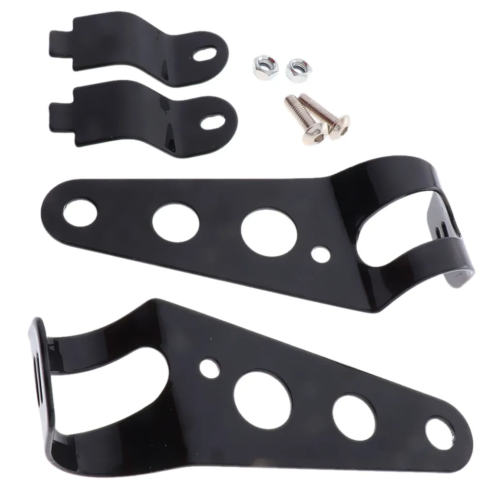 Aluminum Alloy Fork Ear Headlight Side Mount Clamp Brackets for Motorbike Chopper Bobber Café Racer(BLACK